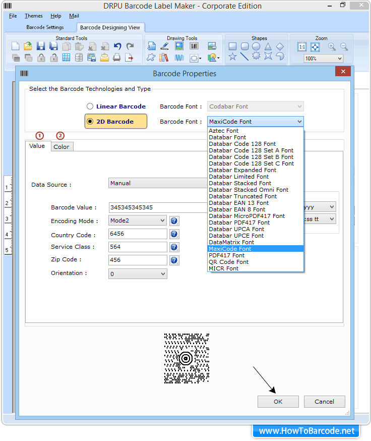 Maxicode 2d Barcode Font Howtobarcode 3720