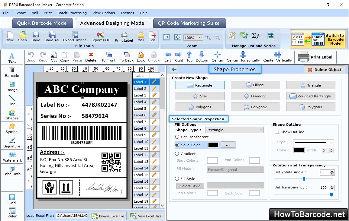 Barcode Designing View